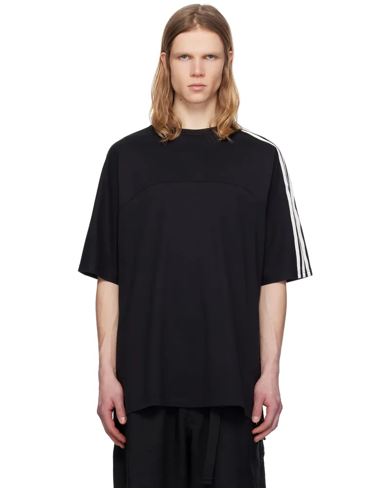 Y-3 Black 3-Stripes Short Sleeve T-shirt Black