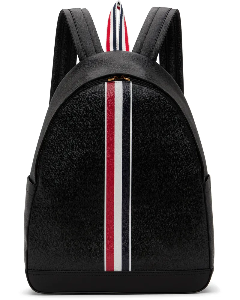 Thom Browne Black Pebble Grain RWB Stripe Backpack 001black