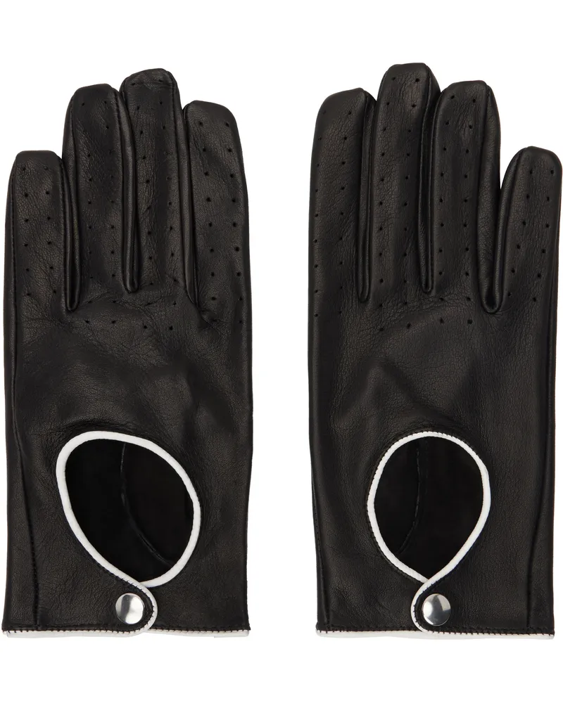 Ernest W. Baker Black Leather Driving Gloves Black