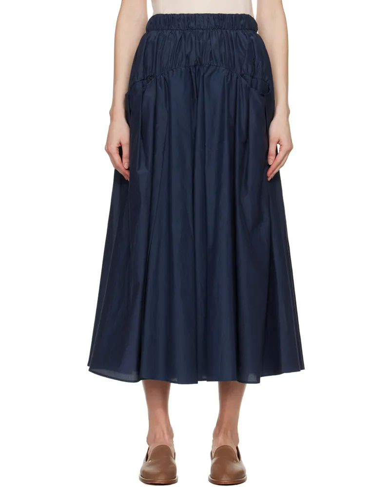 Max Mara Navy Eracle Midi Skirt Ultramarine