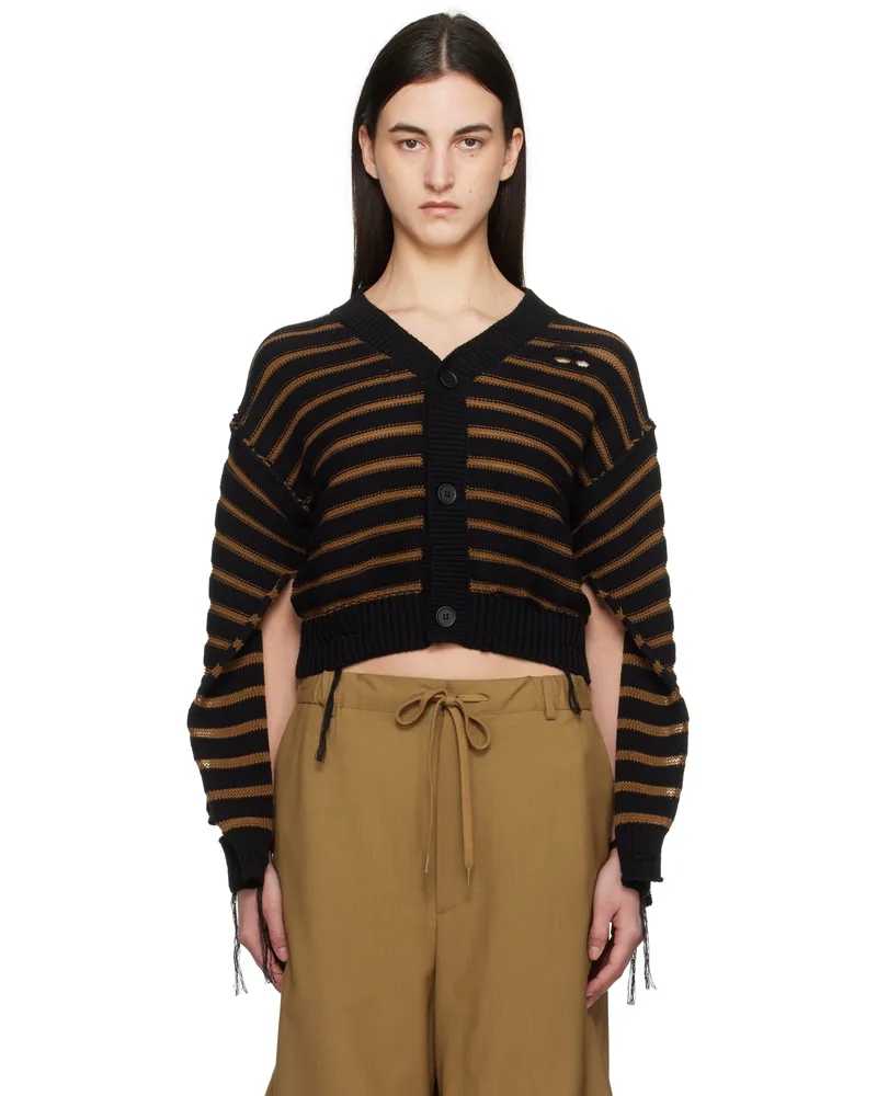 Maison Margiela Black & Brown V-Neck Cardigan 961