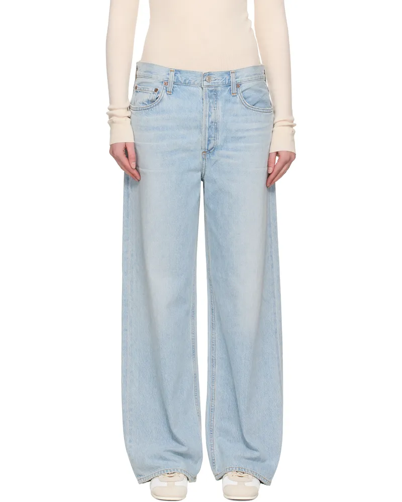 AGOLDE Blue Wide Low Slung Jeans Spark