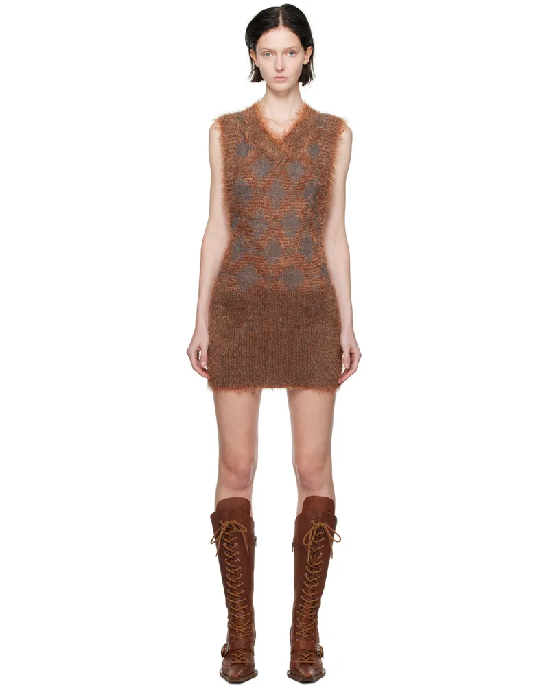 Charlotte Knowles Orange & Blue Pogona Minidress Melange