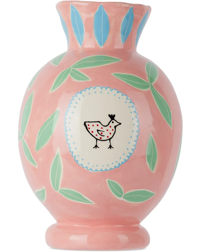 Laetitia Rouget Pink 'Listen to the Birds' Vase Pink