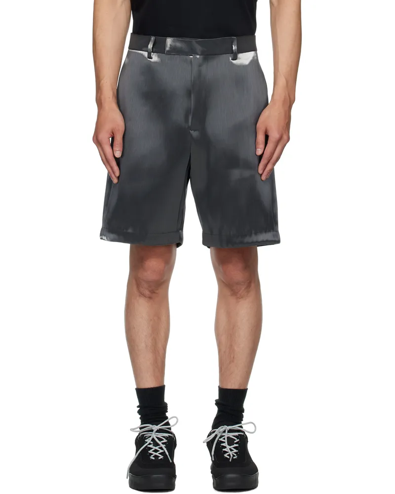 Heliot Emil Silver Liquid Metal Shorts Liquid