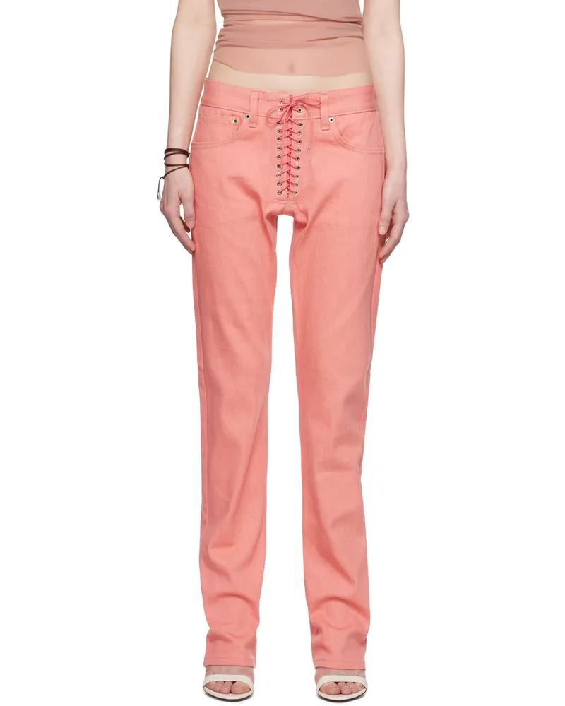 Ludovic de Saint Sernin Pink Lace-Up Jeans Pink