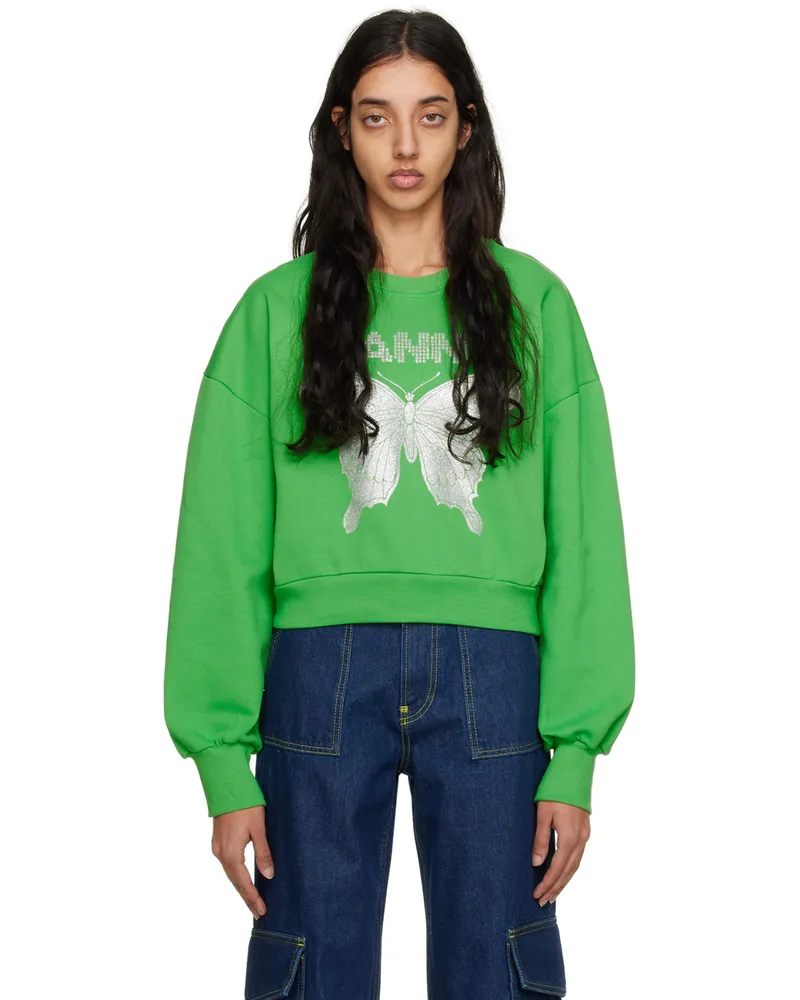 Ganni Green Butterfly Sweatshirt 801