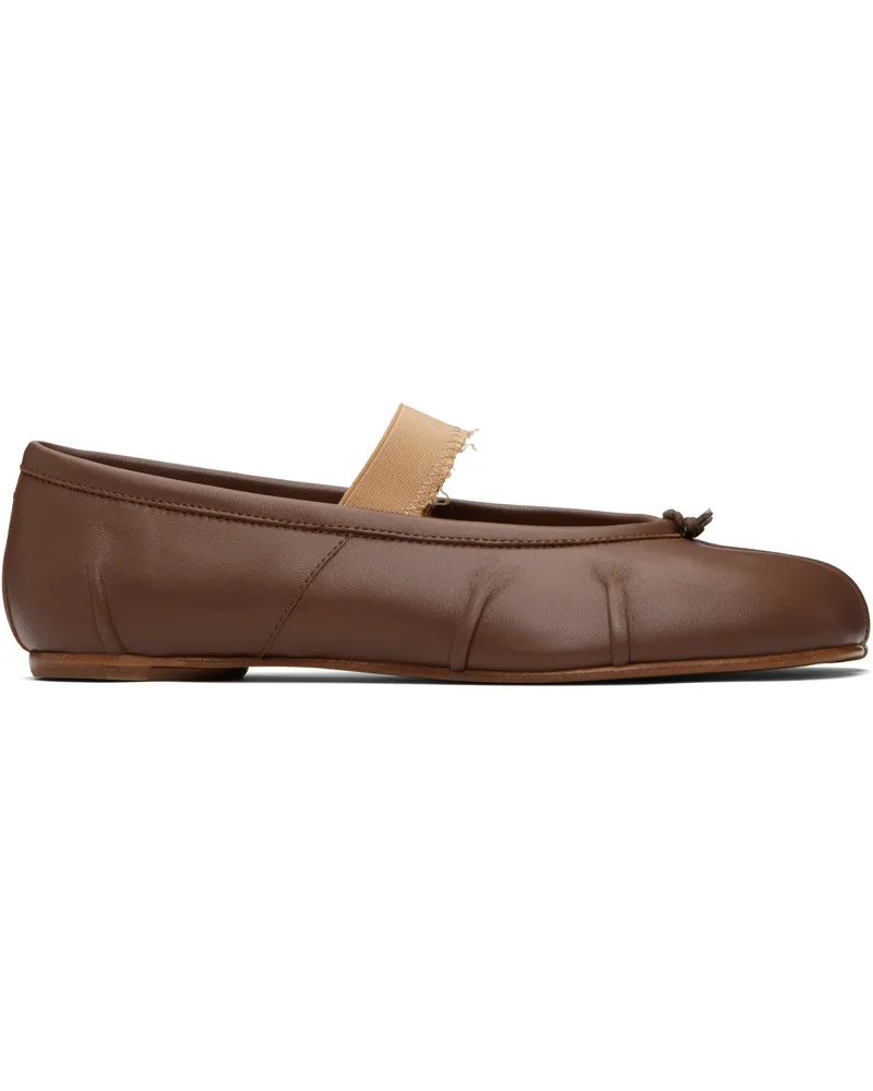 Maison Margiela Brown Tabi Elastic Band Ballerina Flats Hb038