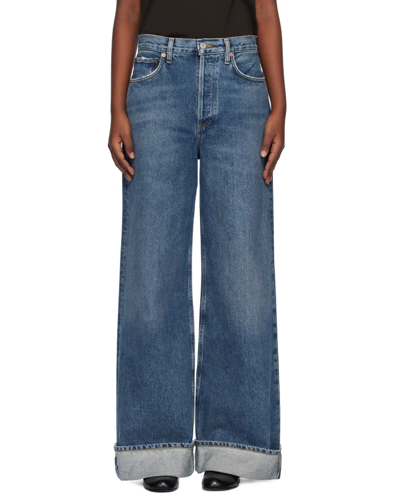 AGOLDE Blue Dame High Rise Wide Leg Jeans Control