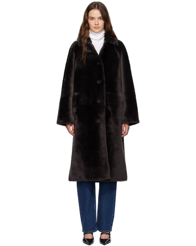 Yves Salomon Brown Lambswool Coat A9125