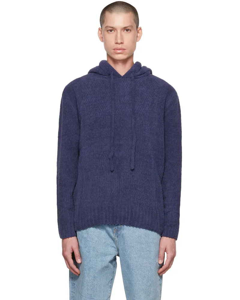 AMOMENTO Navy Rib Hoodie Navy