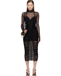 Versace Jeans Black Curl Plaque Midi Dress Eblack