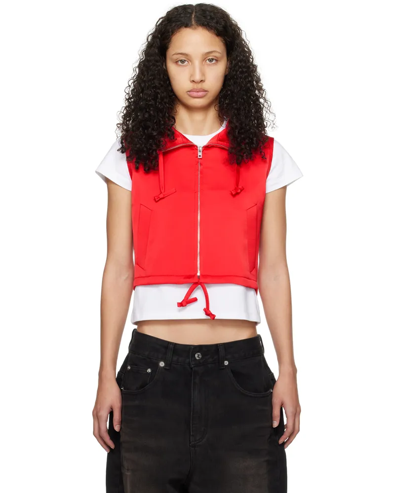 WE 11 DONE Red Hooded Vest Red