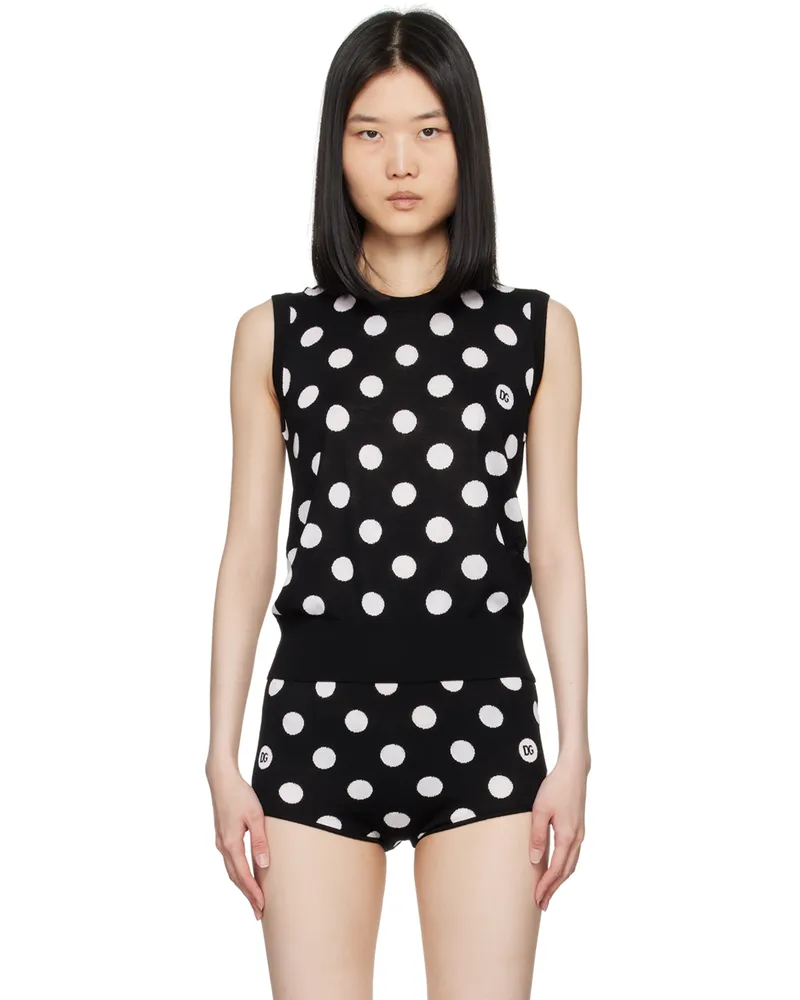 Dolce & Gabbana Black & White Polka Dot Tank Top N0004