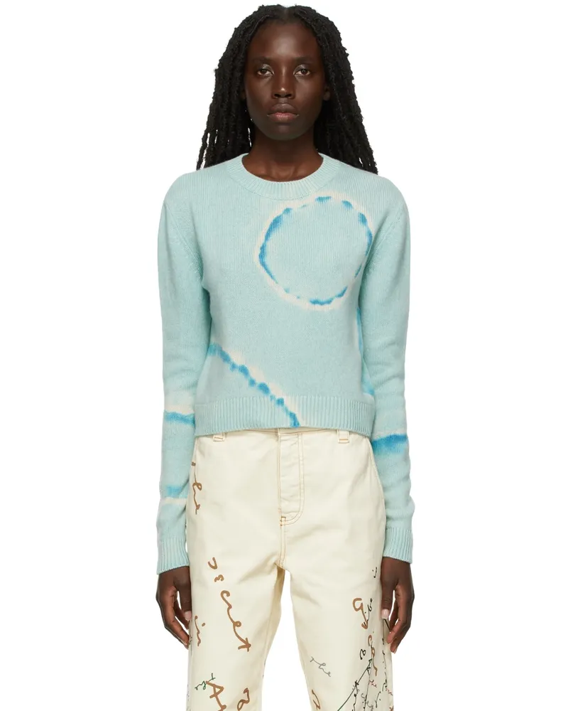 The Elder Statesman Blue Molecule Sweater Ivory