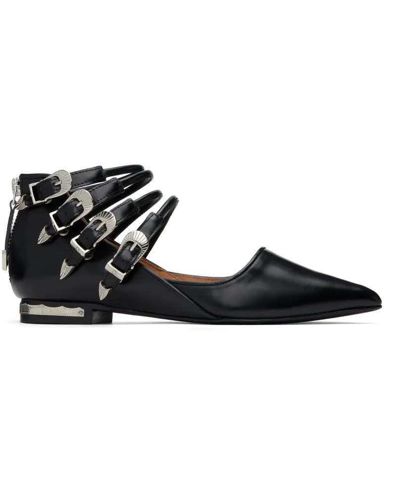 Toga Black Polido Multi Strap Ballerina Flats Aj1399