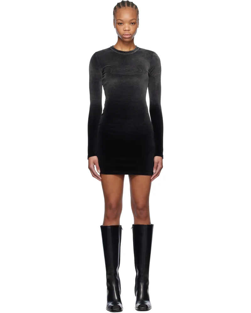 Alexander Wang Black Long-Sleeve Minidress Washed