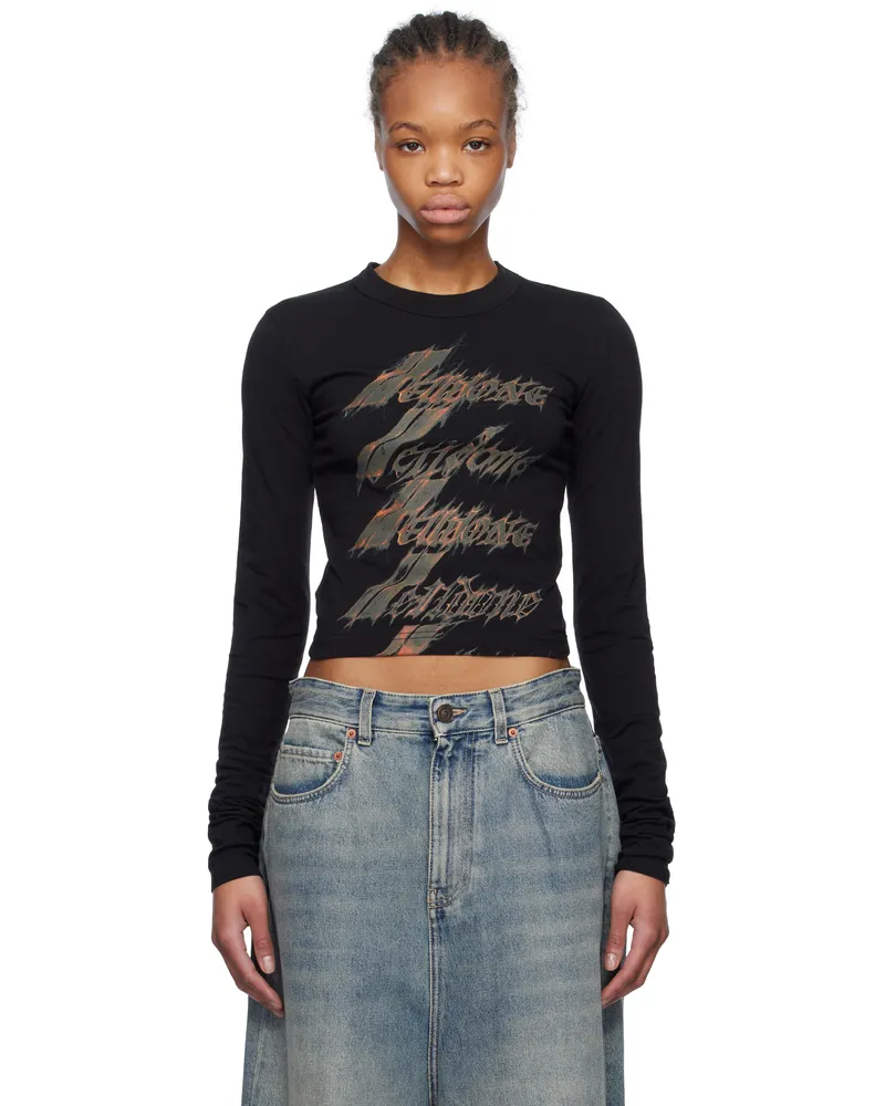 WE 11 DONE Black Spark Long-Sleeved T-shirt Black