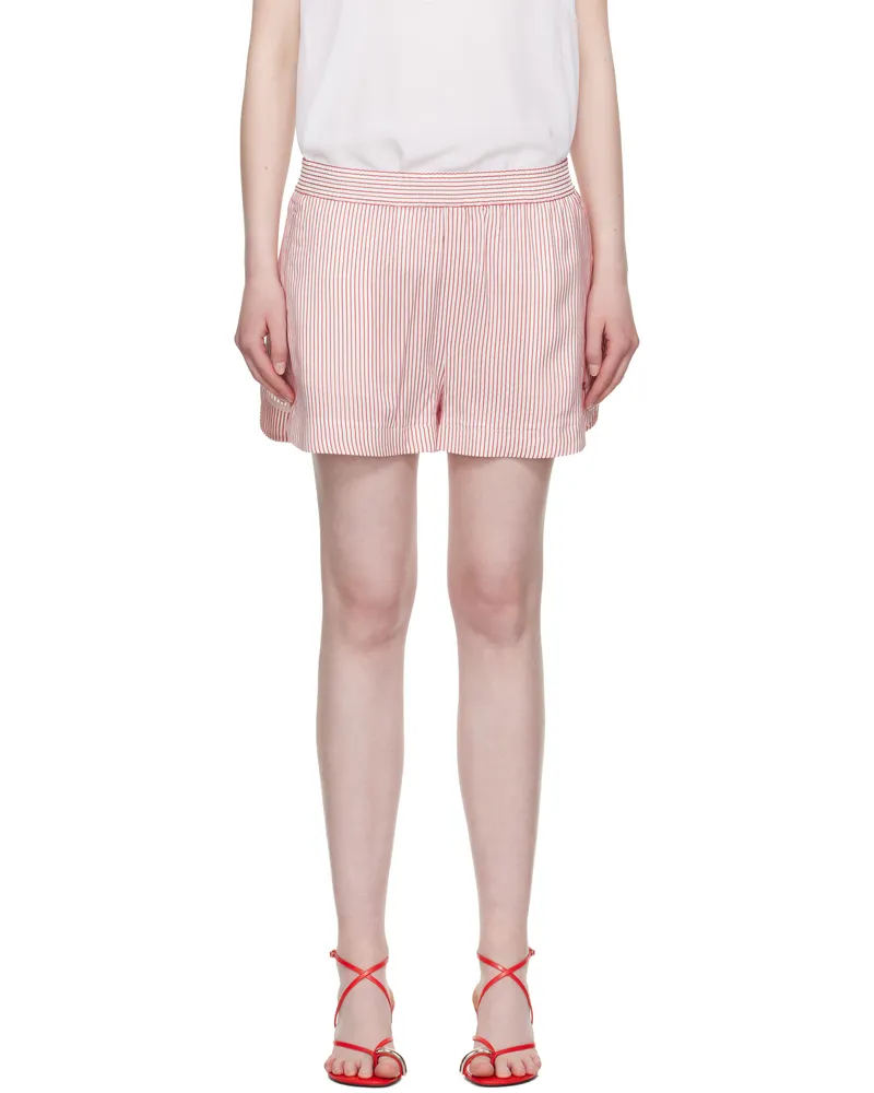 Stella McCartney White & Red Striped Elasticated Shorts 8555
