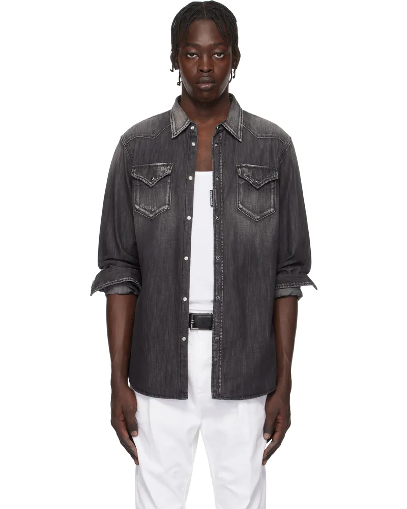 Dsquared2 Black Classic Western Denim Shirt 900