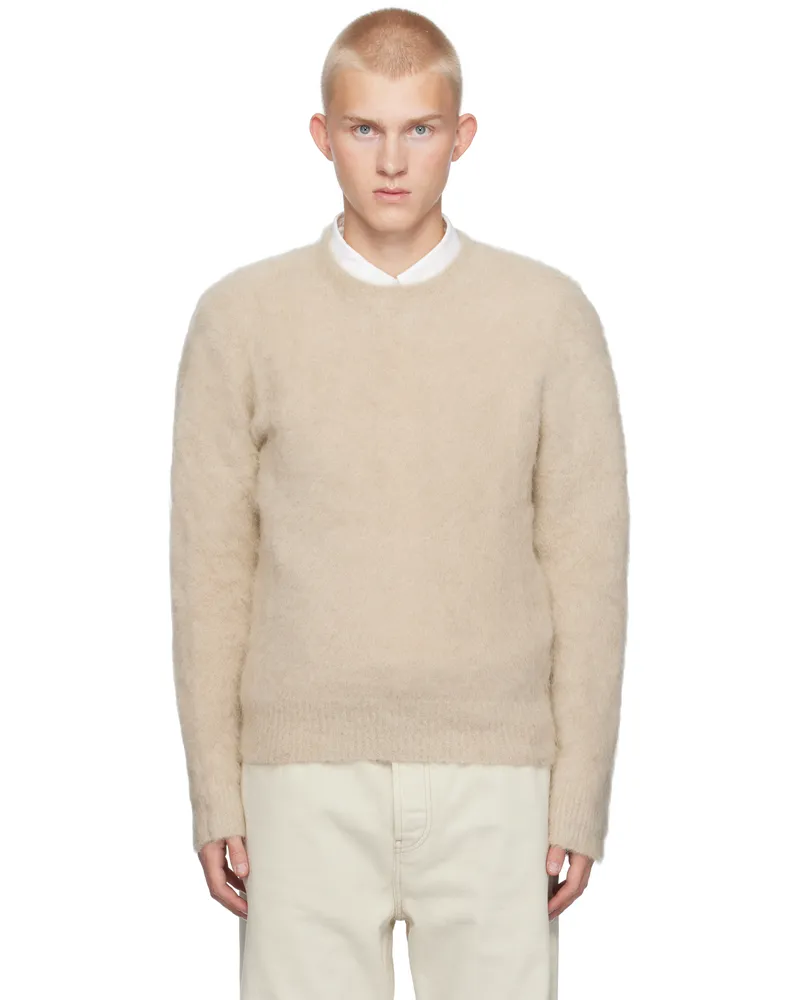 AMI Paris Beige Alpaca Mohair Brushed Sweater Beige