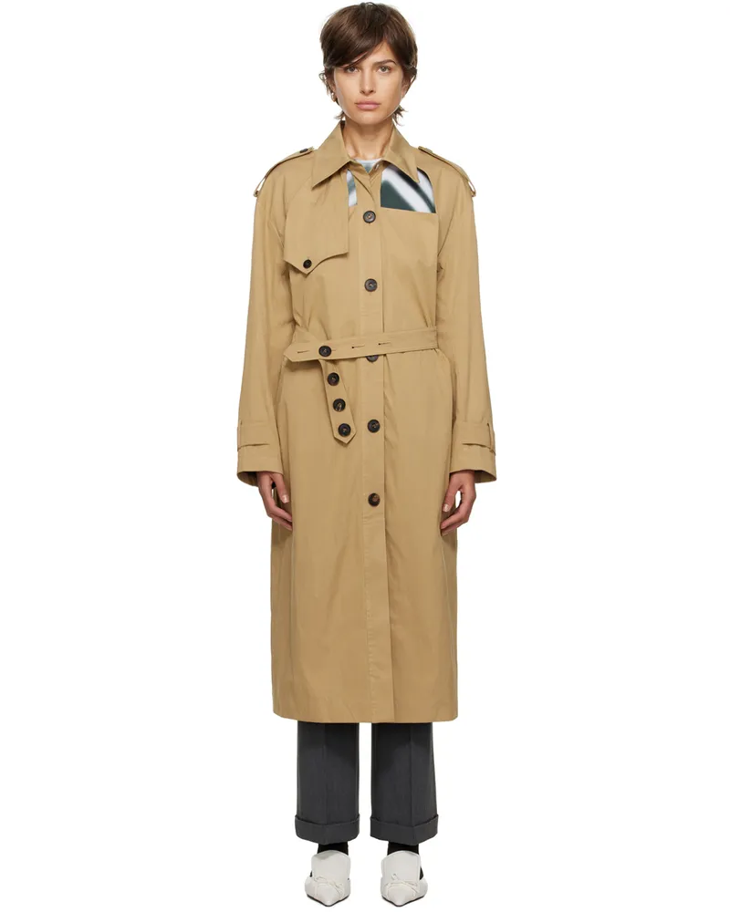 lesugiatelier Beige Front Cut Out Trench Coat Beige
