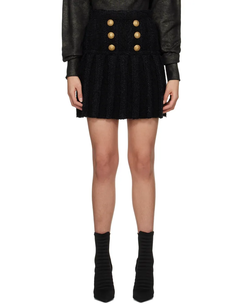 Balmain Black Pleated Miniskirt 0pa