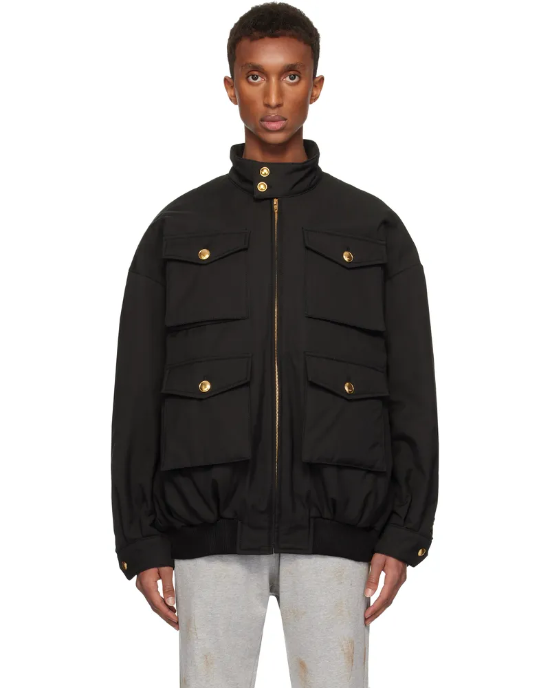 WE 11 DONE Black Multi Pocket Flap Jacket Black