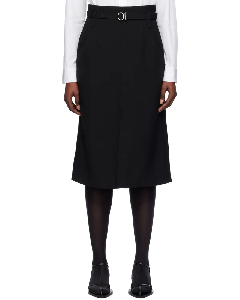 Jil Sander Black Tailored Midi Skirt 001