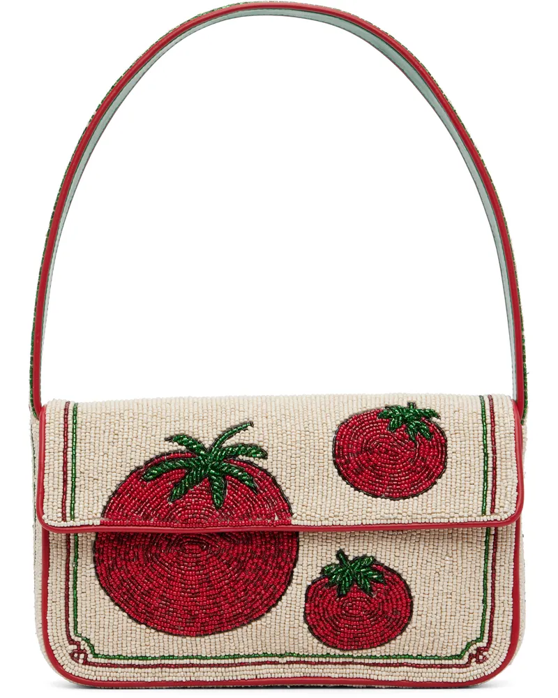 STAUD Off-White & Red Tommy Beaded Bag Tmto