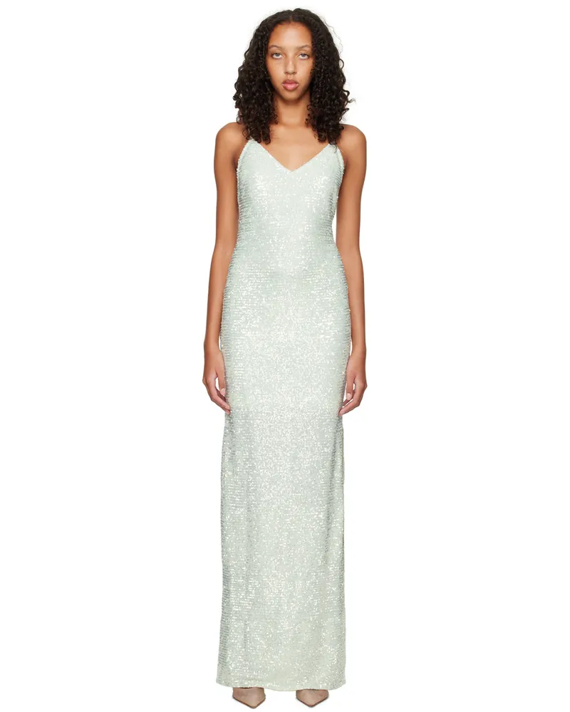 Nina Ricci Green Sequinned Maxi Dress U5187