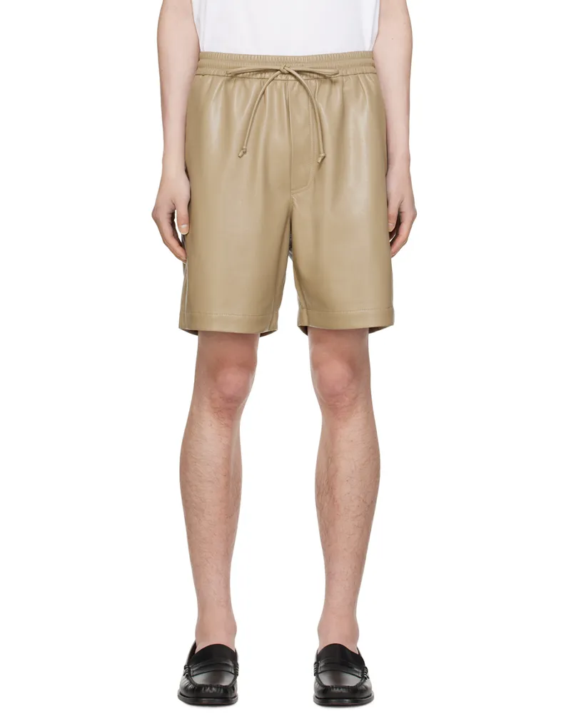 Nanushka Taupe Doxxi Vegan Leather Shorts Ashy