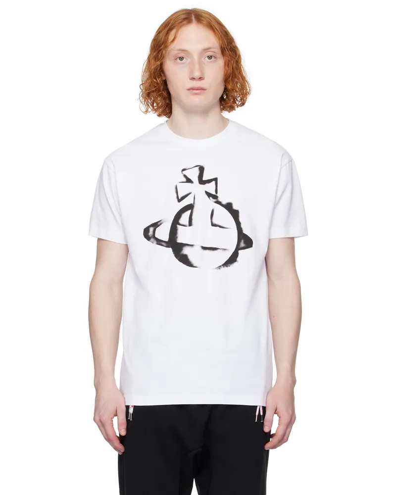 Vivienne Westwood White Stencil Orb Classic T-shirt Ss25-a401
