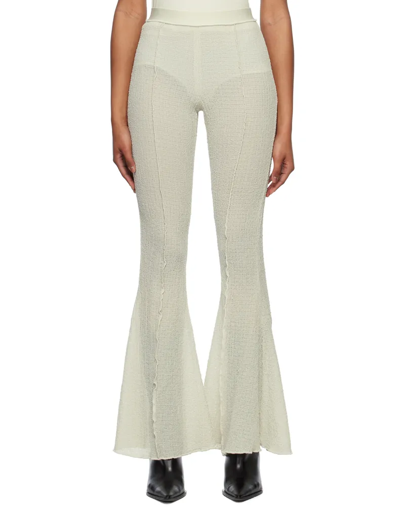 YUZEFI Off-White Flared Trousers Cream