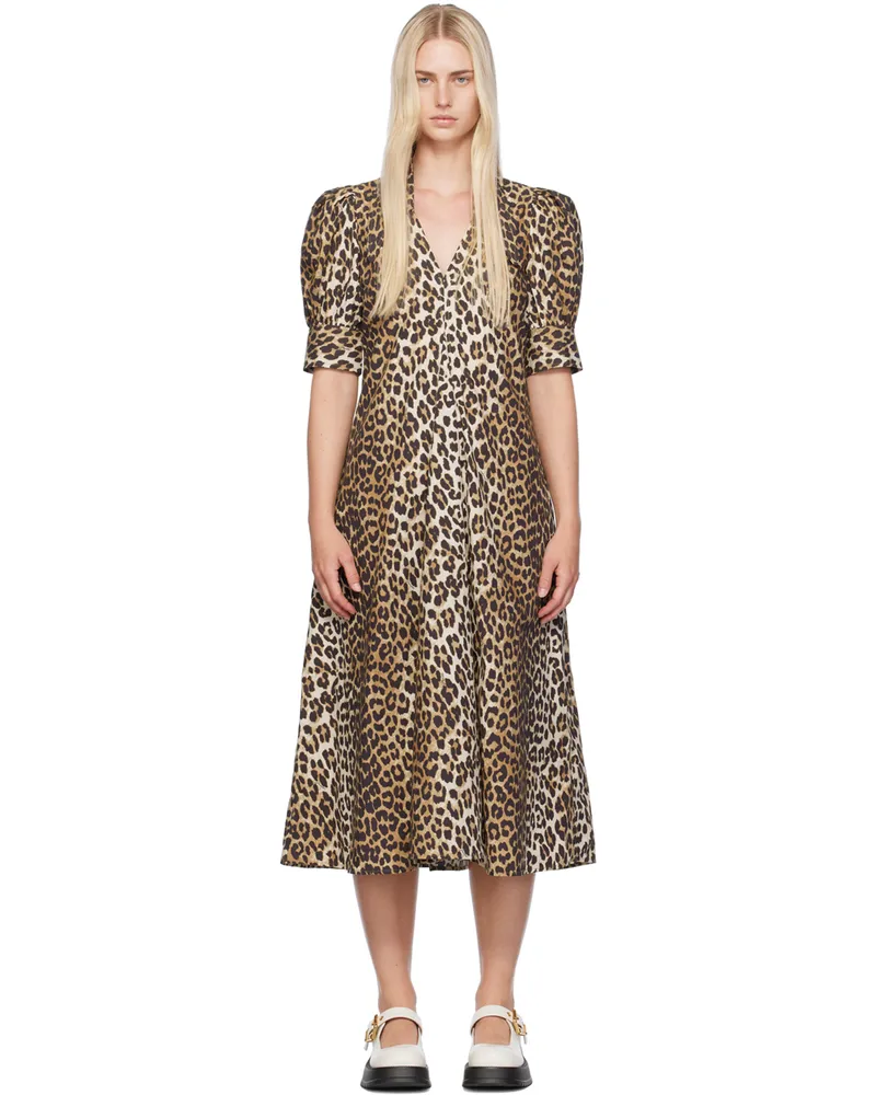 Ganni Brown Leopard Maxi Dress 943