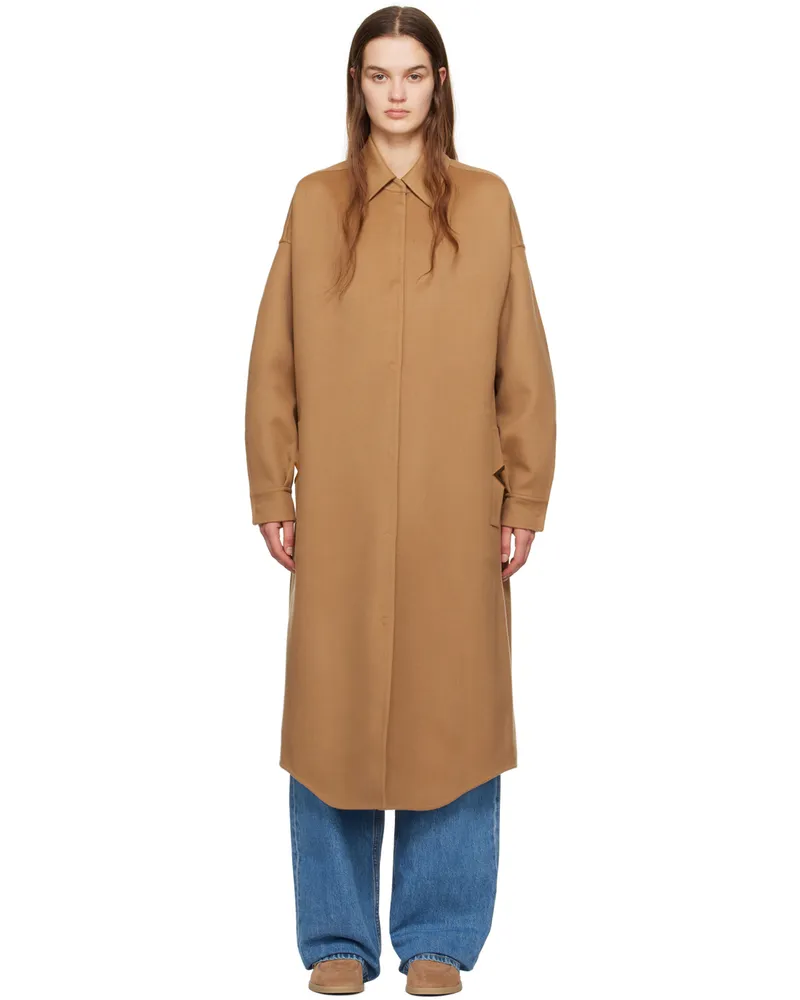 Valentino Garavani Tan Spread Collar Coat Ykf