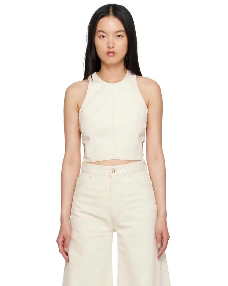 Chloé Off-White Cropped Denim Tank Top 107