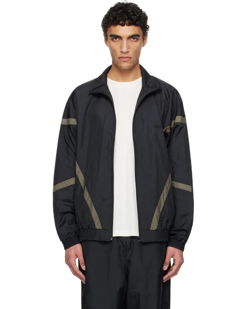 Wacko Maria Black & Green Nylon Track Jacket Black
