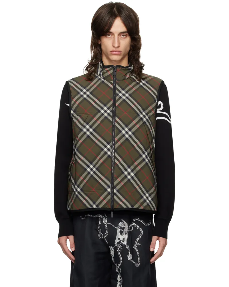 Burberry Green Check Nylon Vest Loch