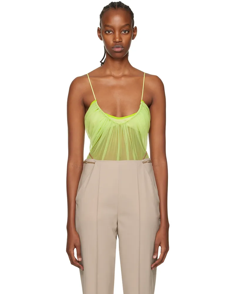 Nensi Dojaka Green Gathered Bodysuit Lime