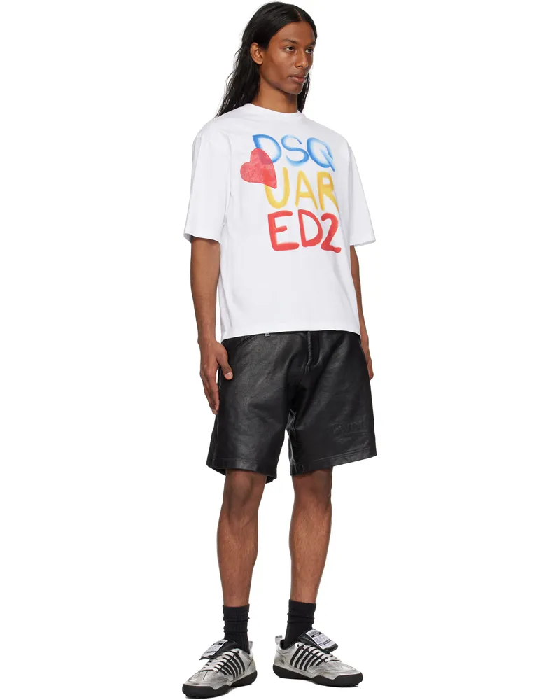 Dsquared2 White Summer Lovers Loose Fit Colourful Logo T-shirt Dsquared2 White Summer Lovers Loose Fit Colourful Logo T-shirt