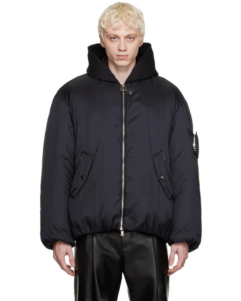 Wooyoungmi Black Zip Bomber Jacket Black