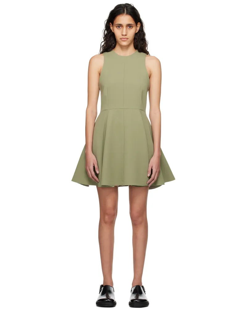 AMI Paris Khaki Flared Minidress Olive