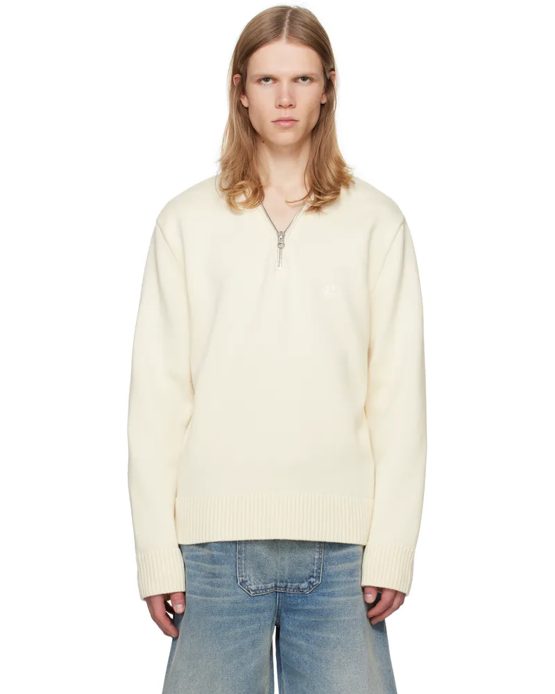 Courrèges White Zipped Wool Sweater 0079