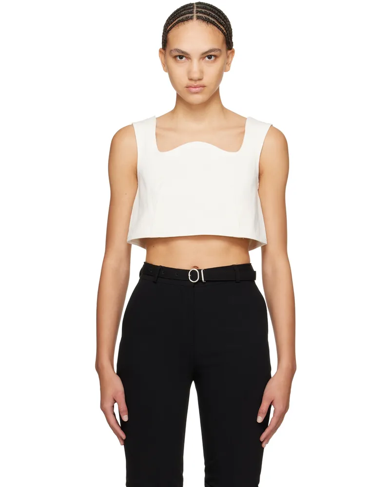 RECTO White Curved Neck Tank Top Ivory