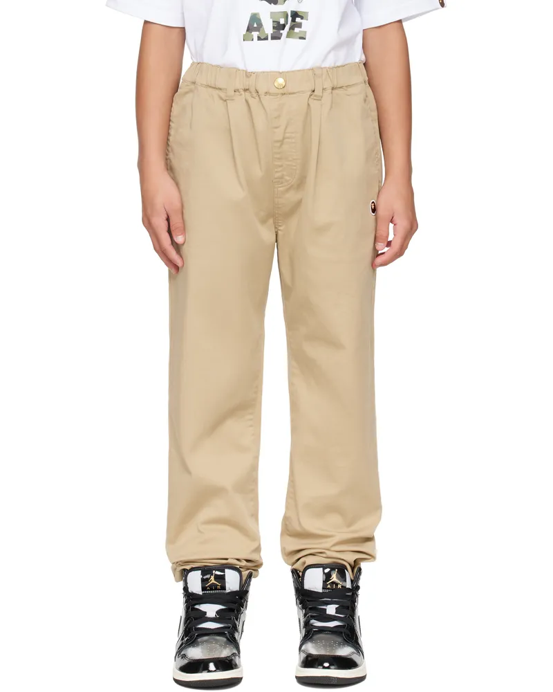 BAPE Kids Beige Tuck Chino Trousers Beige