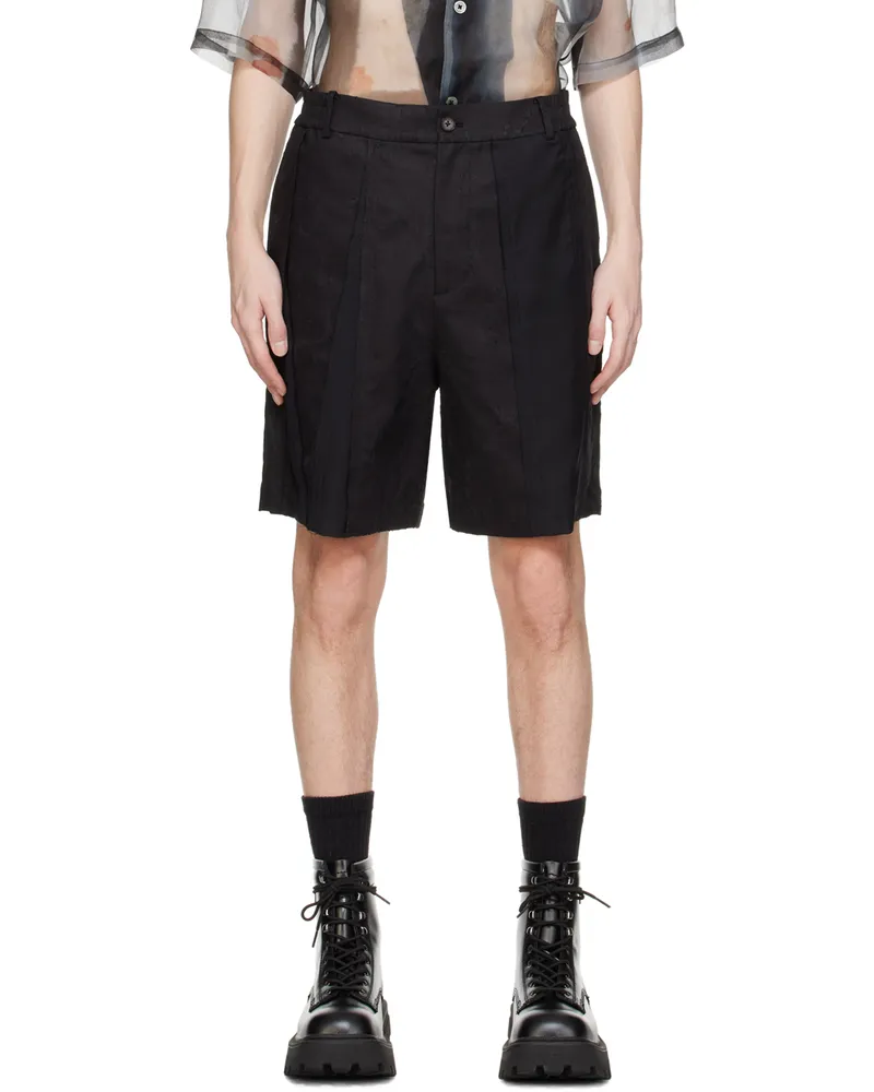 Feng Chen Wang Black Distressed Shorts Black