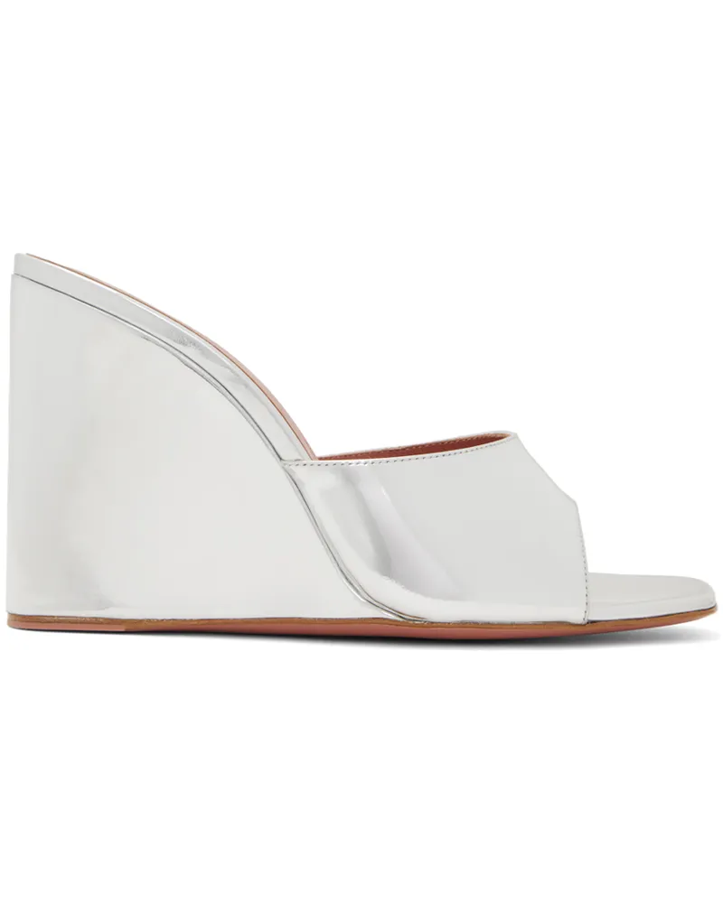 Amina Muaddi Silver Lupita Wedge Heeled Sandals Silver