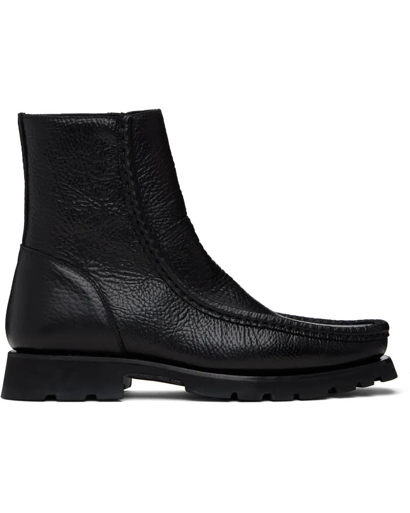HEREU Black Riera Sport Grainy Boots Black