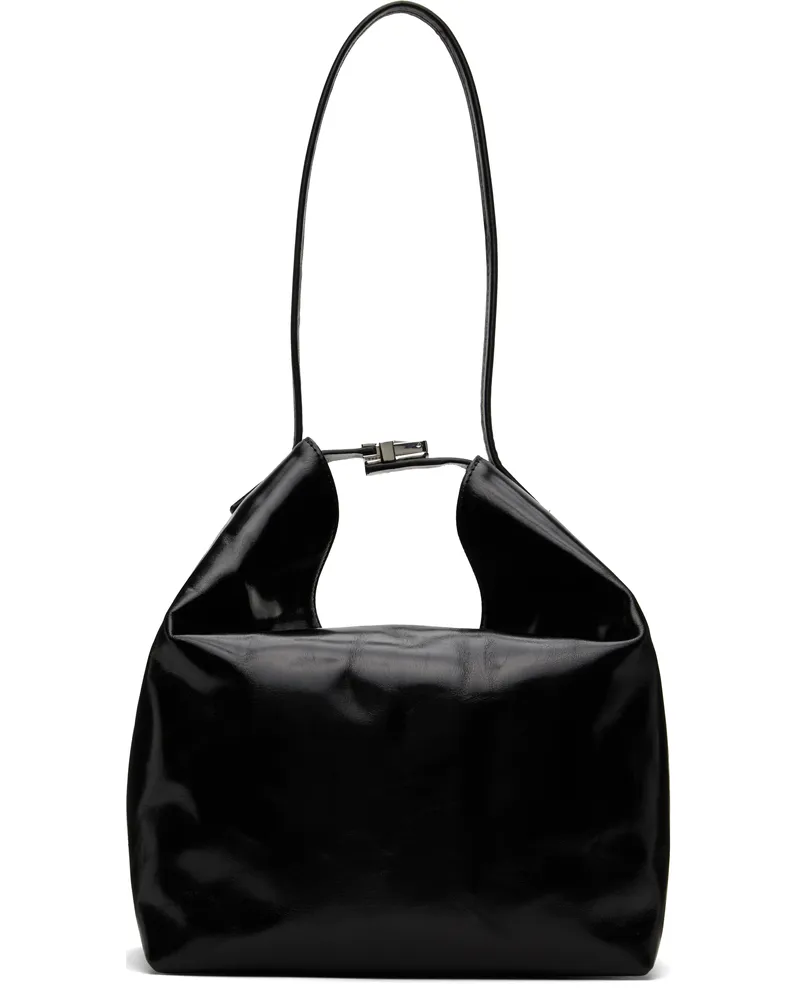 by FAR Black Maxi Bea Creased Leather Bag Bk001